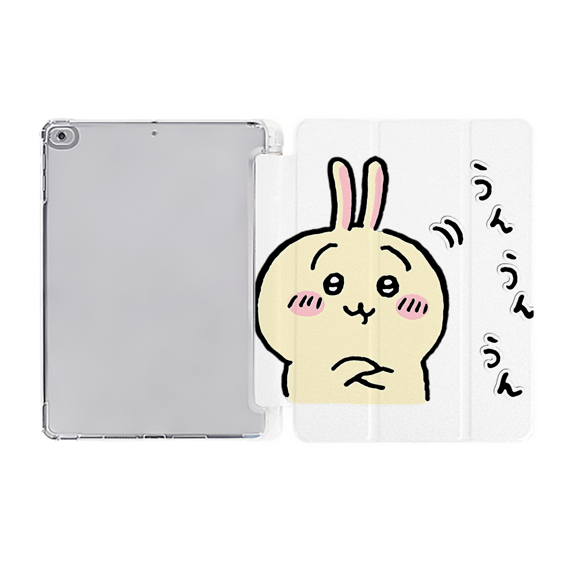 （画像用） ちいかわ うさぎ Chii-kawa usagi IPad ケース ペン収納付き 三つ折りスタンド PUレザー×シリコン 対応機種9.5/10.5/10.9インチ